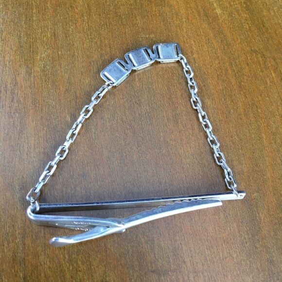 Vintage Hickok Silver Tone Chain Tie Bar Crocodile Clip Initials ACL Repurposed - Picture 9 of 11
